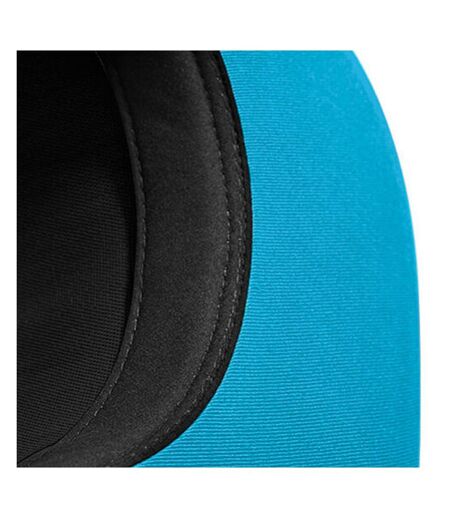 Beechfield Unisex 5 Panel Contrast Snapback Cap (Pack of 2) (Black/ Surf Blue)