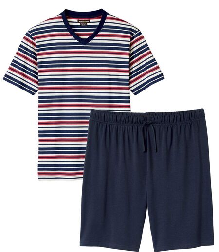 Le Pyjashort Col V Rayé