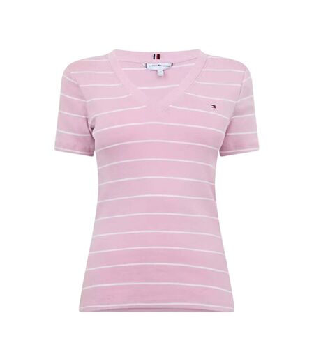T-shirt Motif/style À Rayures Femme Rose Écru Tommy Hilfiger