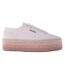 Womens/ladies Cotton Canvas Platform Flatform Trainers White Pink Superga-1