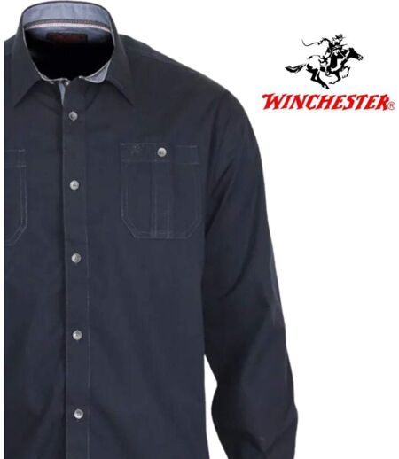 WINCHESTER TONIGHT1 — Chemise à carreaux manches longues noir : confort et texture en pur coton