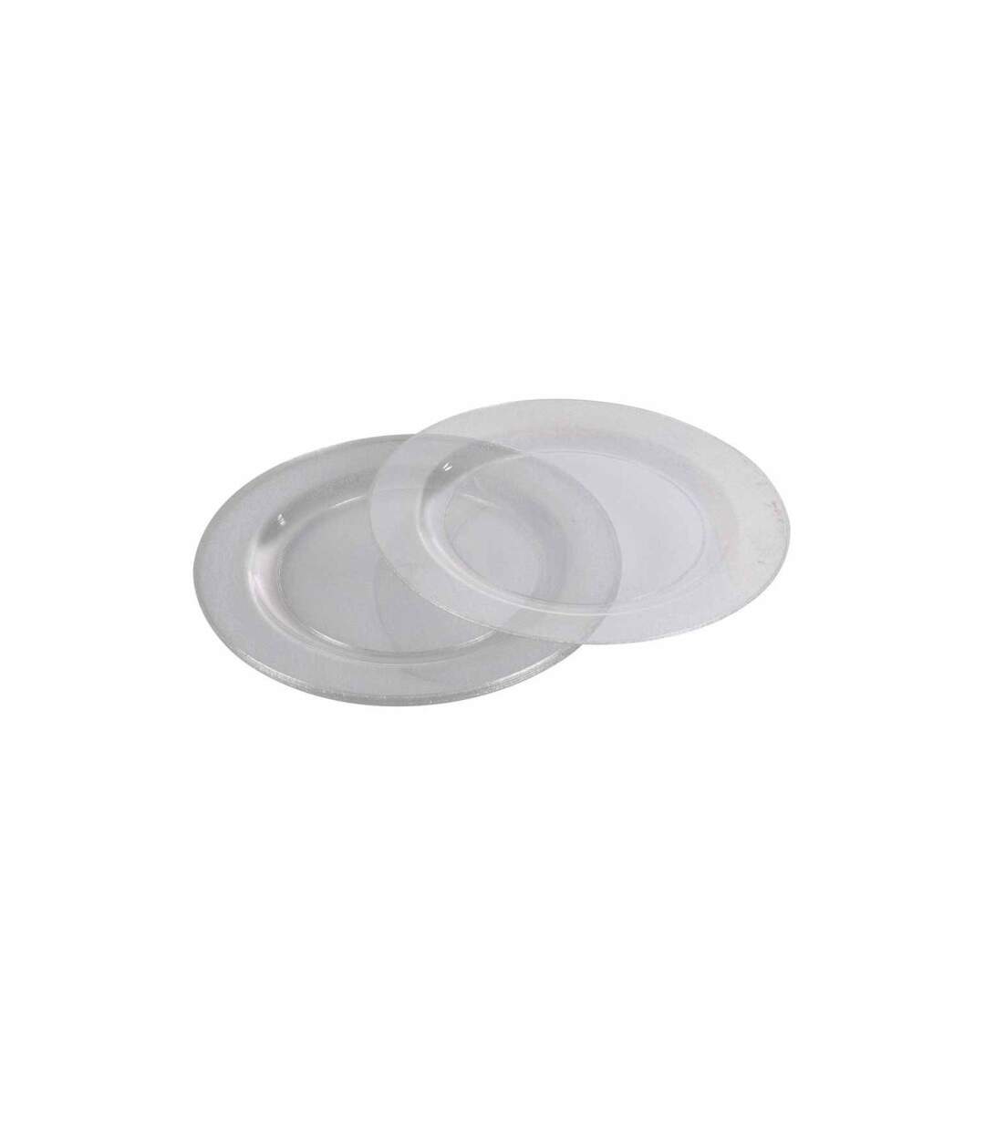 Lot de 6 Assiettes en Plastique Réutilisable Paillettes 23cm Argent-1