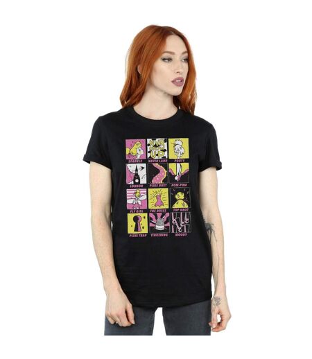 Disney Femme/Ladies - T-shirt boyfriend en coton avec carrés de la Fée Clochette (Noir) - UTBI46466