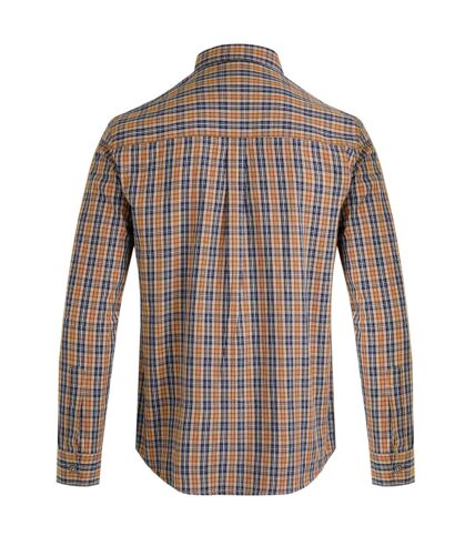 Mens lando checked long-sleeved shirt caramel Weird Fish