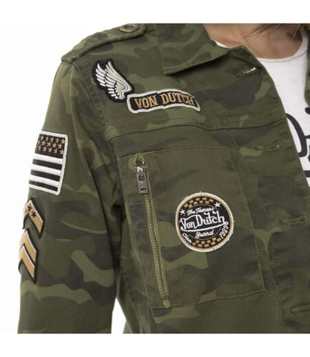 Veste militaire femme imprimé camouflage avec patchs Vondutch