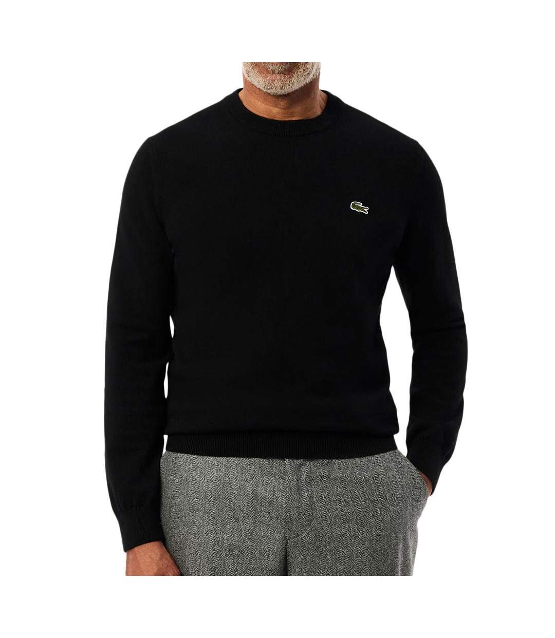 Pull marine homme lacoste organic cotton crew - l-1