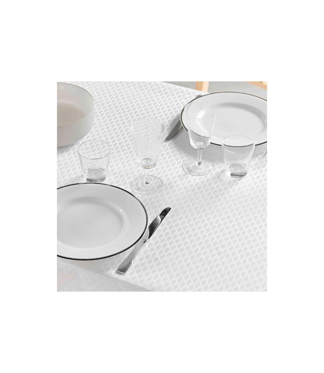 Nappe Jacquard Imprimé Artea 140x240cm Blanc-3