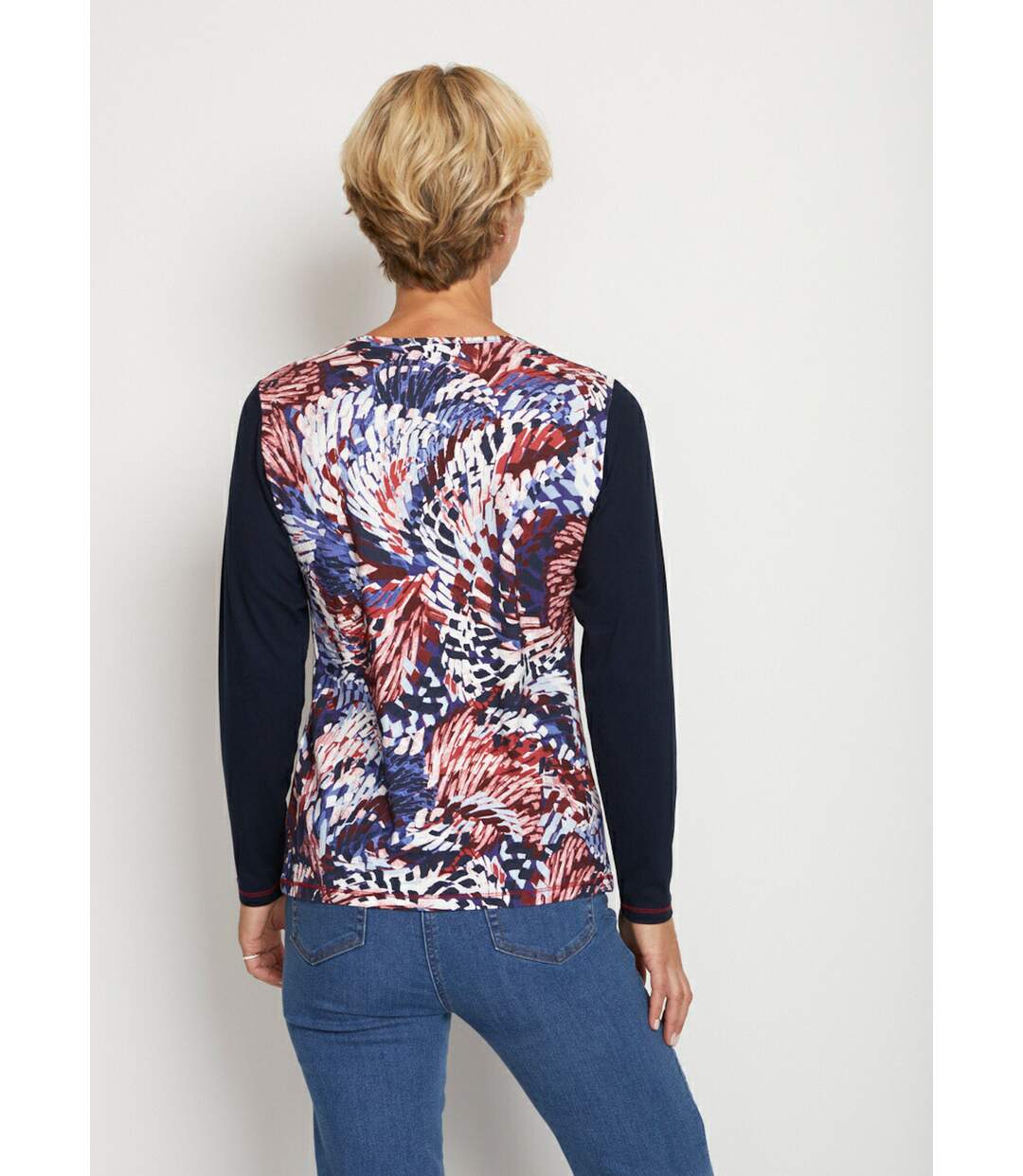 T-shirt uni imprimé manches longues-2