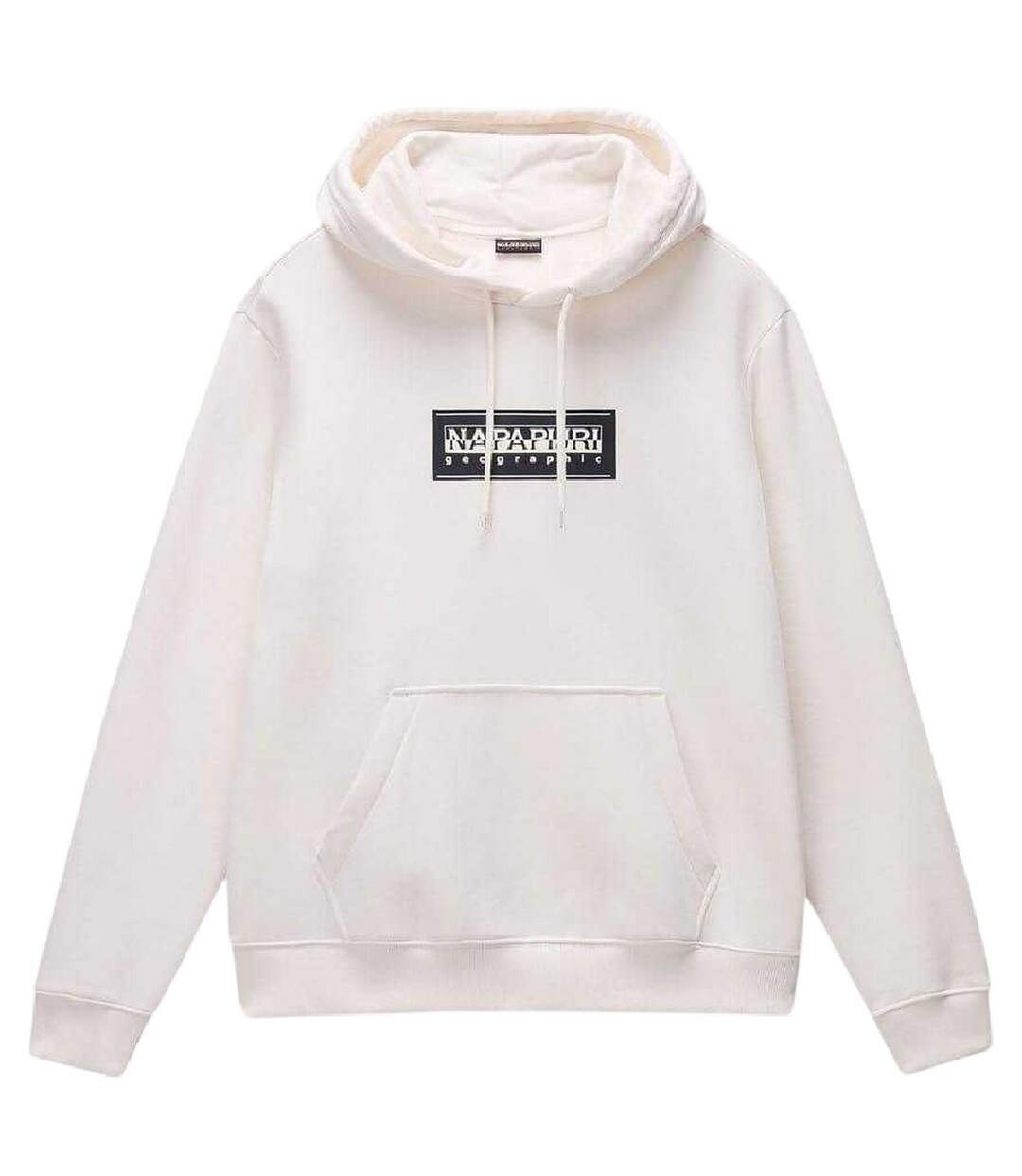 Mens Box Logo Cotton Loose Fit Hoodie White Napapijri-1