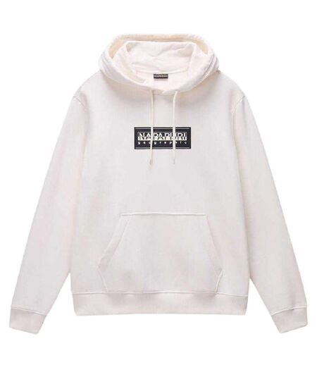 Mens Box Logo Cotton Loose Fit Hoodie White Napapijri