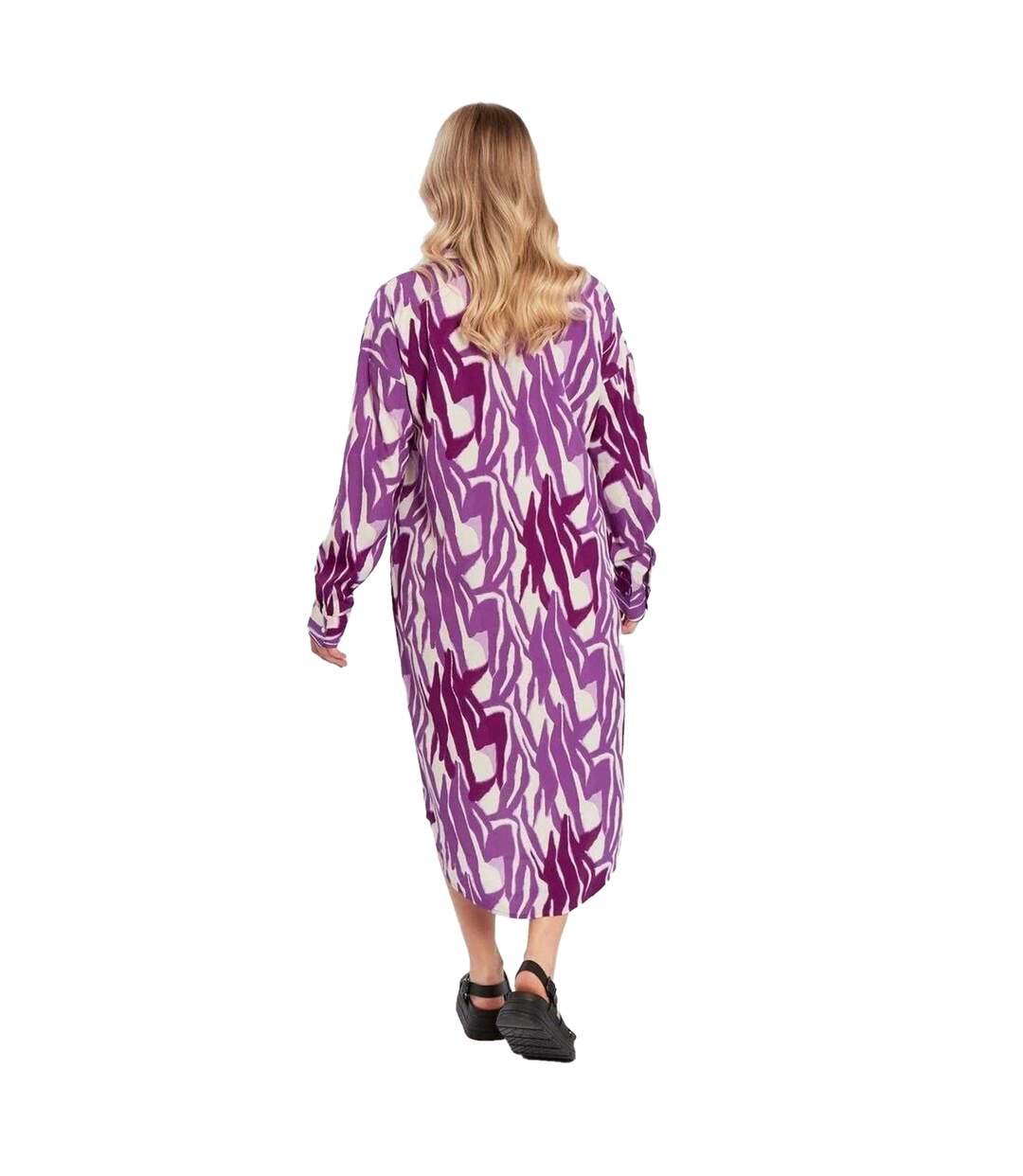 Womens/ladies Zebra Print Tailored Midi Shirt Dress Purple Influence-2