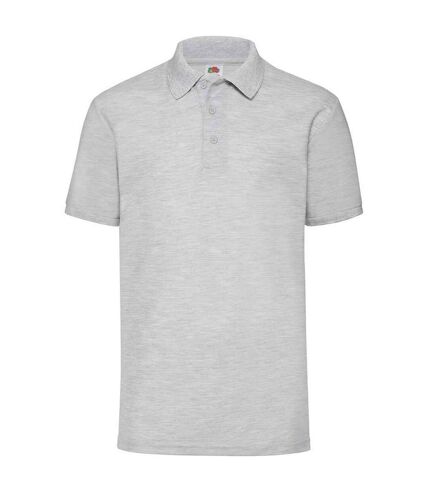 Mens pique polo shirt heather grey Fruit of the Loom