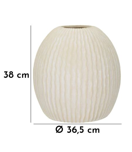 Vase Design Rainuré Icicle 38cm Crème
