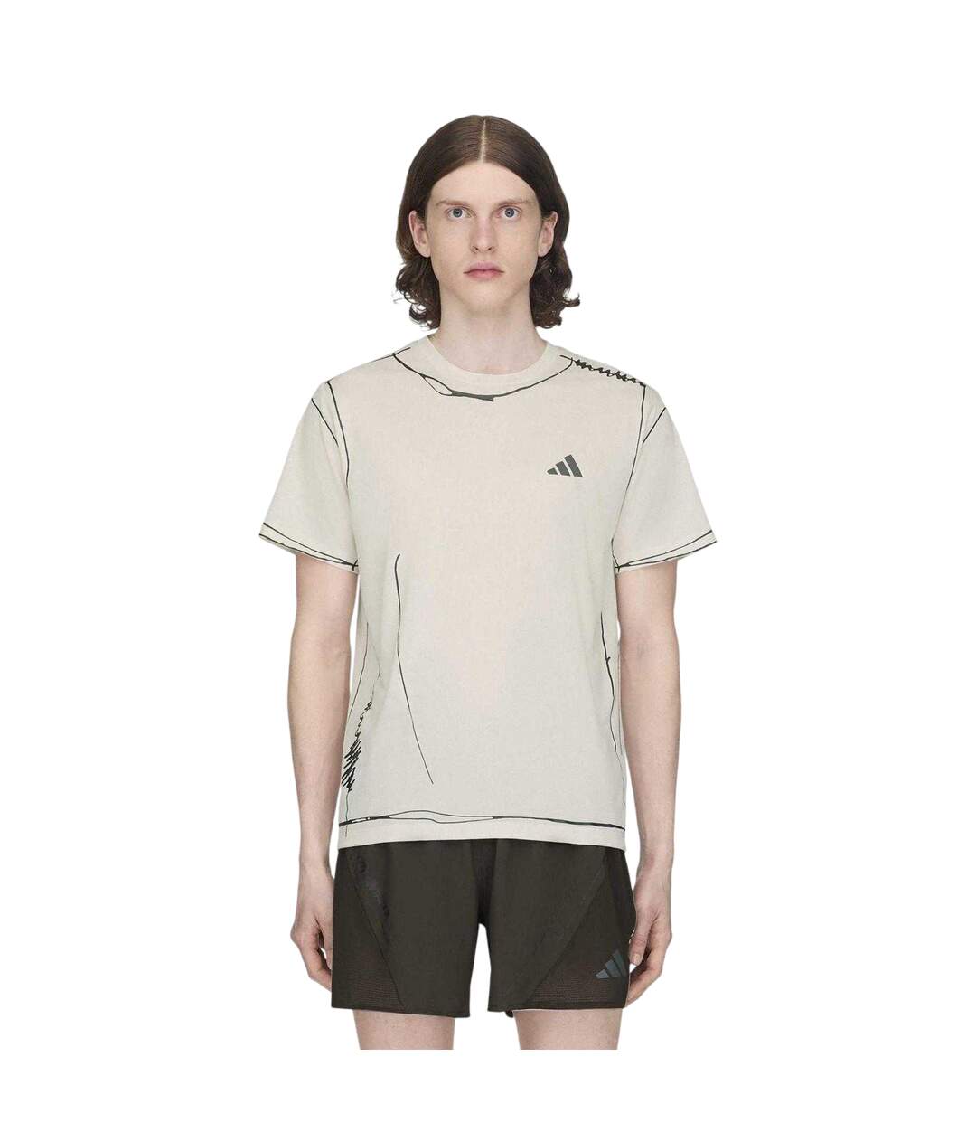Mens Doodle Logo Loose Fit T-shirt Ivory Adidas-4