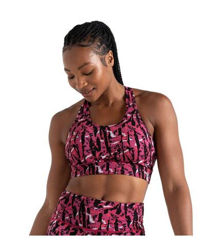 Womens/ladies wave zebra print sports bra neon pink Dare 2B