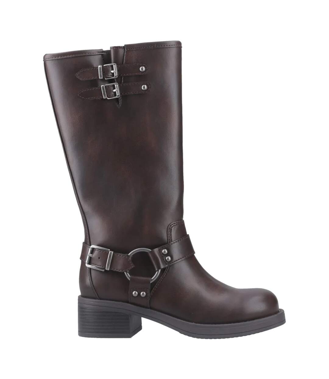 Womens/ladies Nash Tall Biker Boots Brown Rocket Dog-4