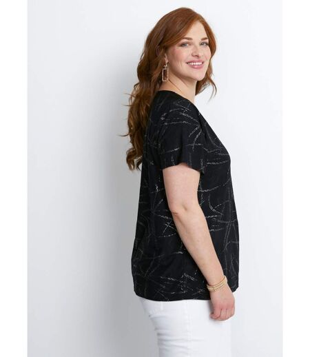 T-shirt court col croisé brillant