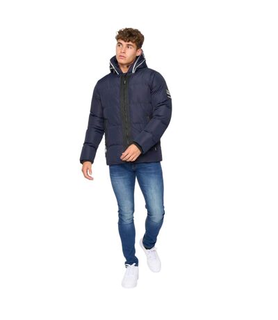 Mens Sandbox Hooded Jacket Navy Crosshatch