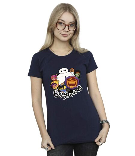 Disney - T-shirt BIG HERO BAYMAX GROUP MANGA - Femme (Bleu marine) - UTBI13364