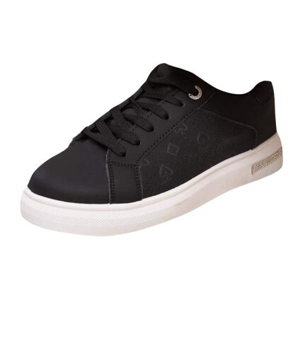 Womens/ladies tokyo crystal embossed trainers black Where´s That From