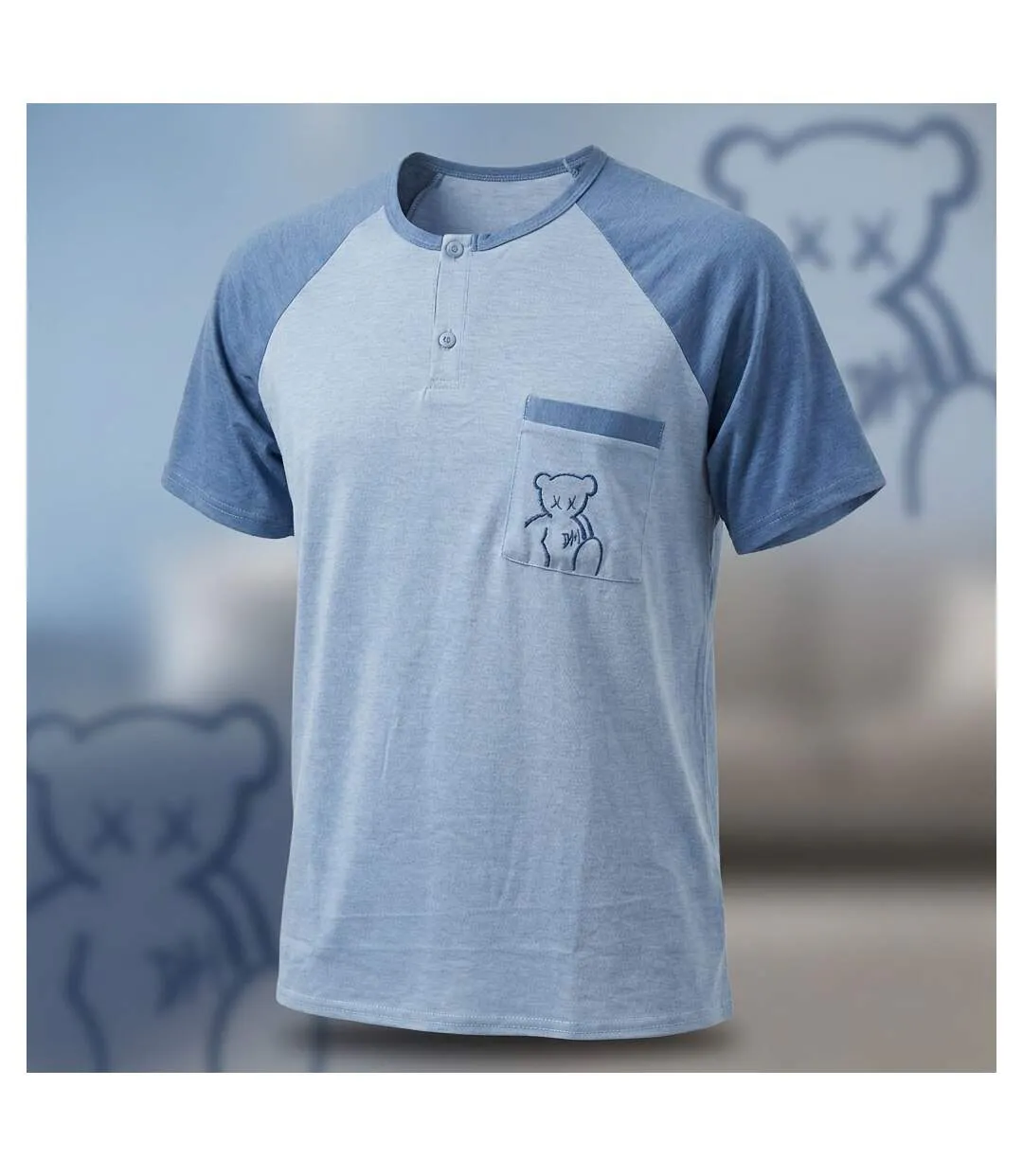 OZABI Ensemble Pyjama Pyjama Court Homme Coton-3