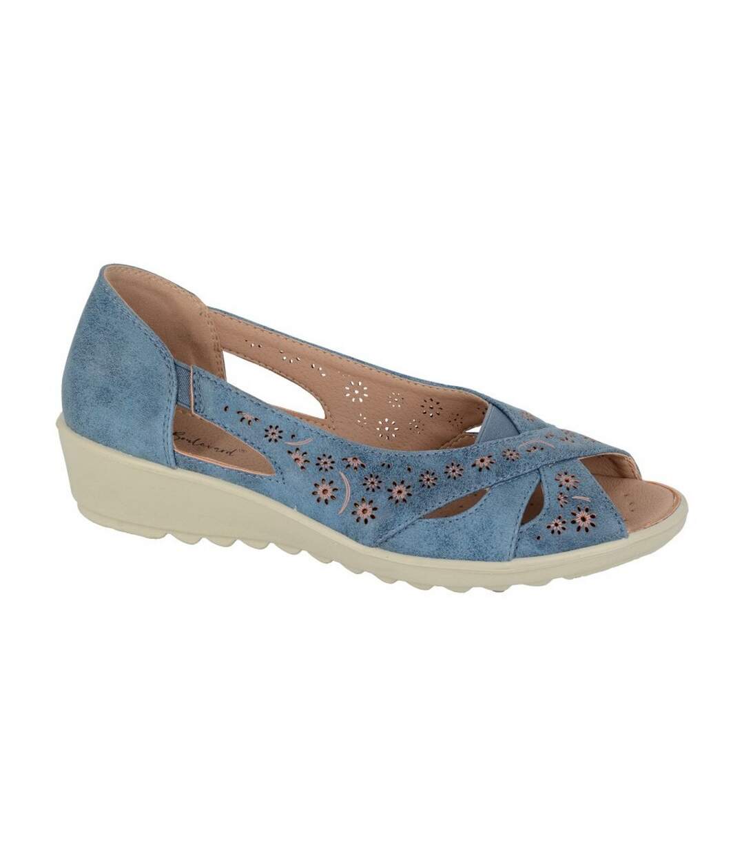 Womens/ladies Peep Toe Casual Shoes Blue Boulevard-1