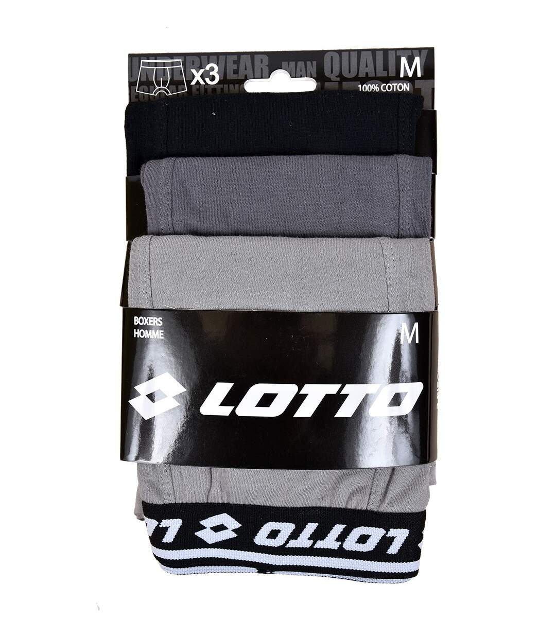 Boxer LOTTO pour Homme 100% COTON -Assortiment modèles photos selon arrivages- Pack de 3 LOTTO Assorti Gris-2