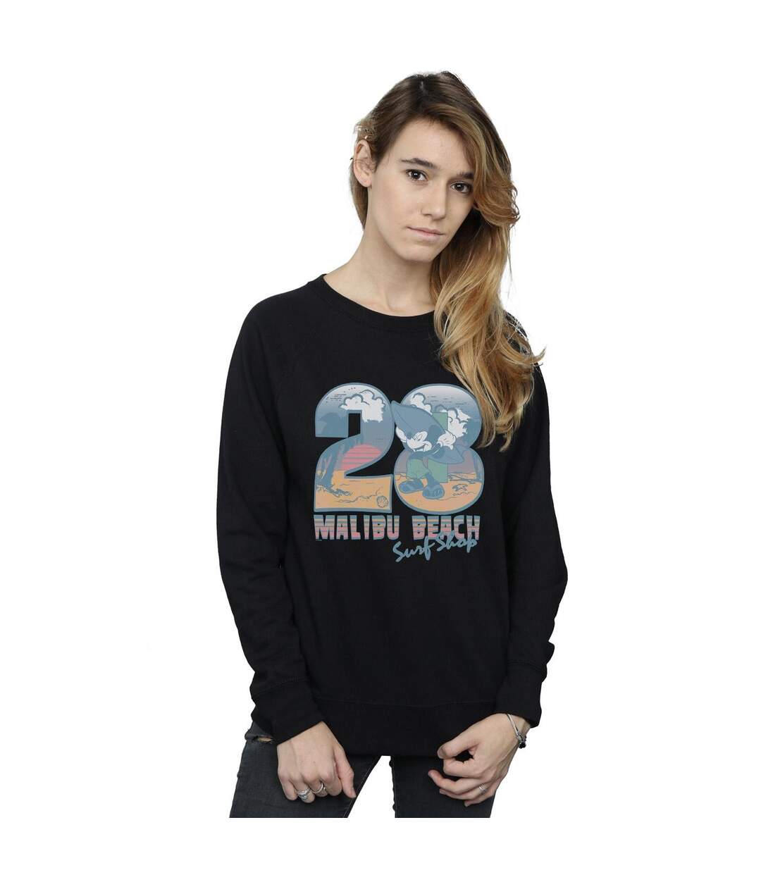 Disney Sweatshirt Mickey Mouse Surf Shop Femme/Ladies (Noir) - UTBI27858-2