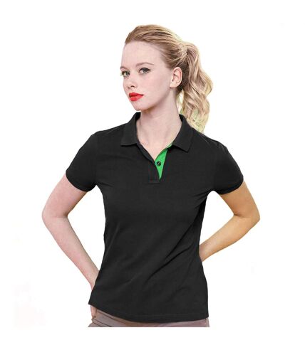 Asquith & Fox Womens/Ladies Short Sleeve Contrast Polo Shirt (Black/ Lime) - UTRW5353