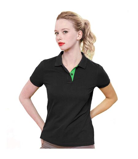 Asquith & Fox Womens/Ladies Short Sleeve Contrast Polo Shirt (Black/ Lime) - UTRW5353