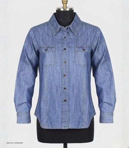 MAYFLOWER LERIDA1 – Chemisier en jean bleu denim pour femme : le confort intemporel au quotidien