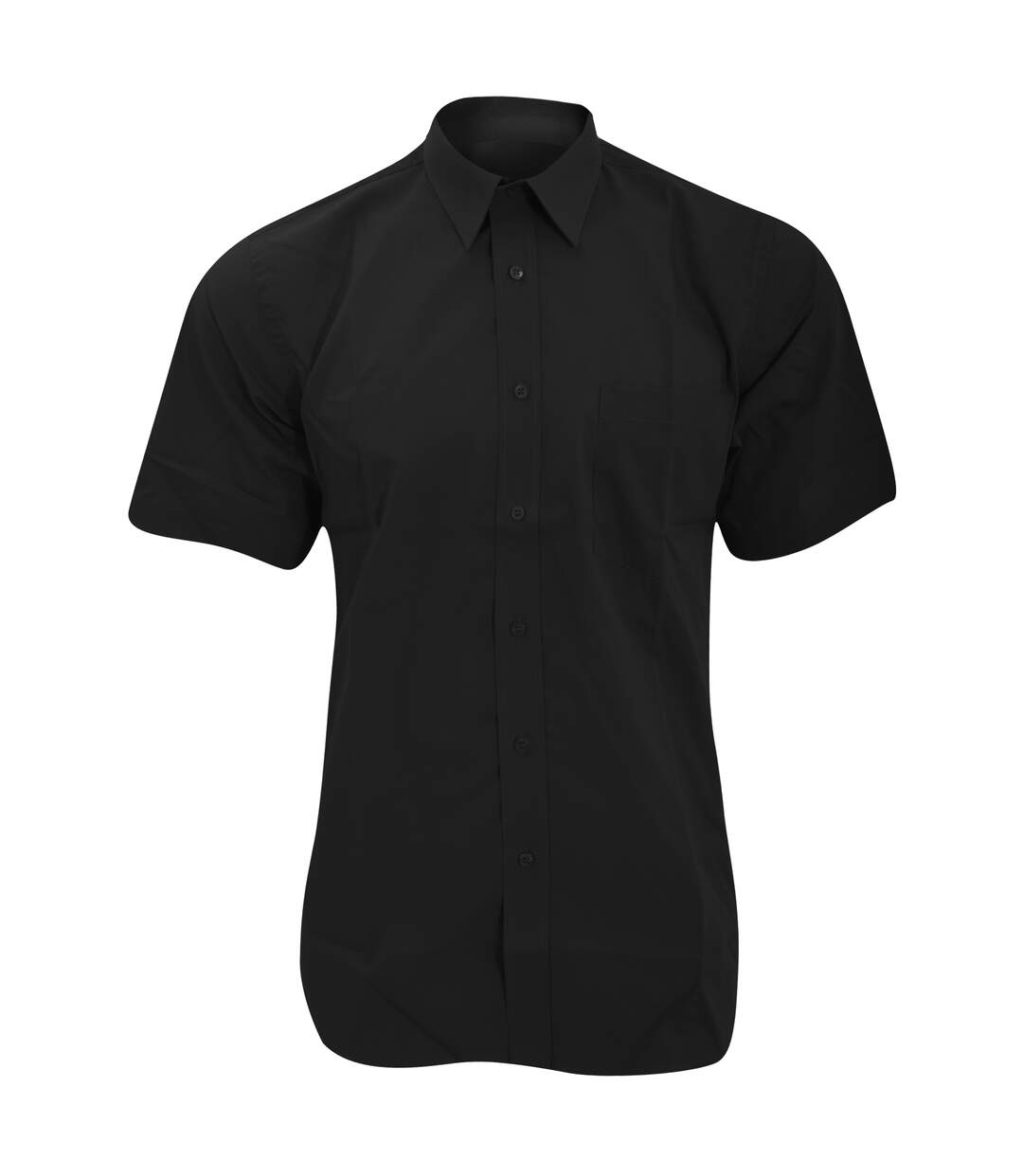 Fruit Of The Loom Mens Short Sleeve Poplin Shirt (Black) - UTBC404