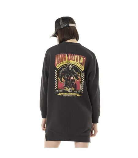 Robe sweat femme manches longues avec print dos et zip sur côté Vondutch