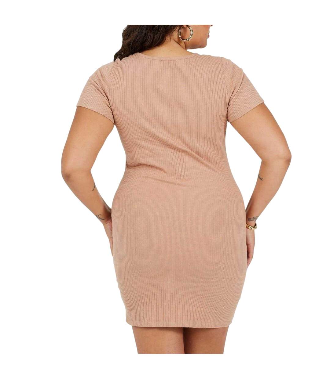 Robe Courte Manches Courtes Femme Taupe Brave Soul-3