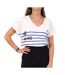 T-Shirt blanc/bleu femme tema stripes be alive-1