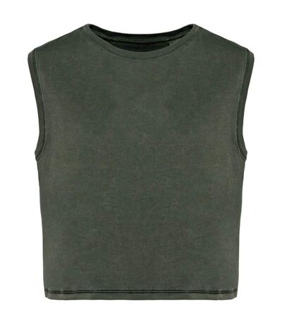 T-shirt crop sans manches écoresponsable - Femme - PAT342 - kaki