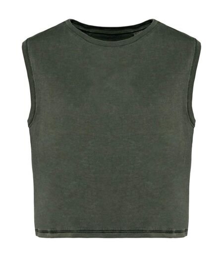 T-shirt crop sans manches écoresponsable - Femme - PAT342 - kaki