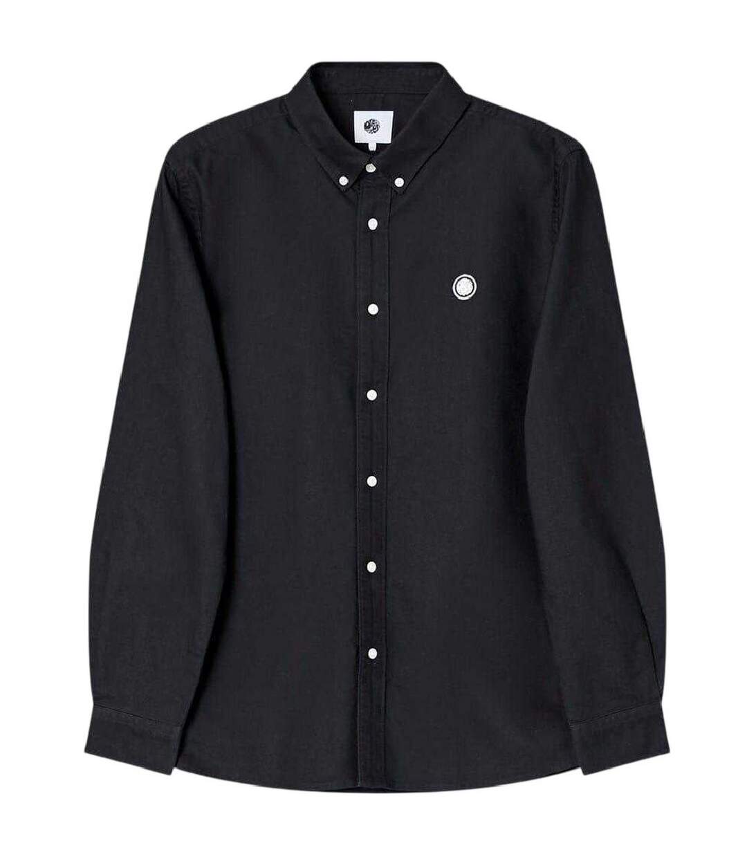 Mens Oxford Long-sleeved Button-down Shirt Black Pretty Green-2