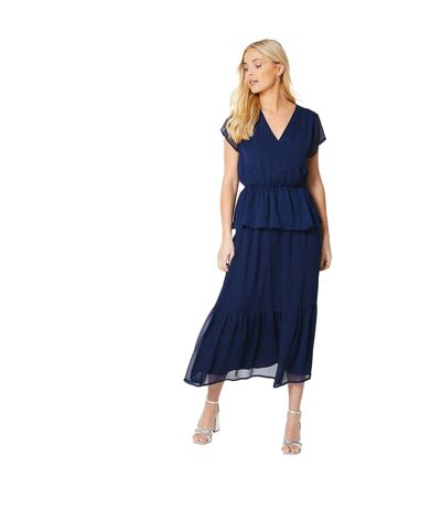 Womens/ladies Mock Wrap Petite Top Navy Principles