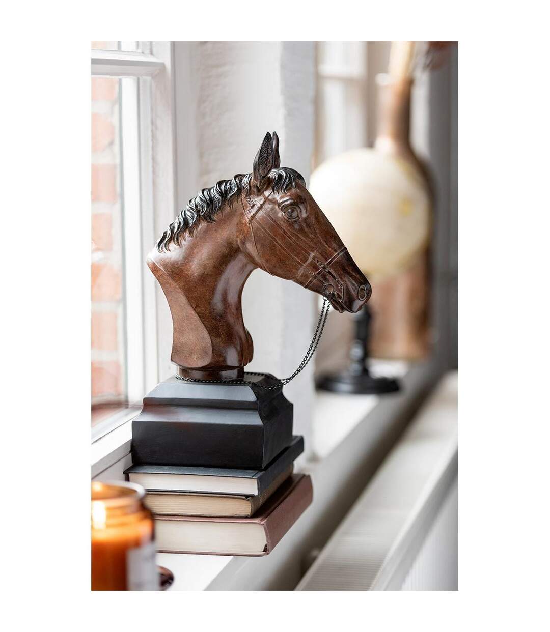 Statuette Déco Tête de Cheval 35cm Marron-2