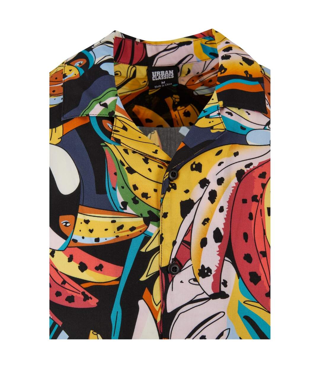 Mens Toucan Viscose All-over Print Resort Shirt Black Multicoloured Urban Classics-3