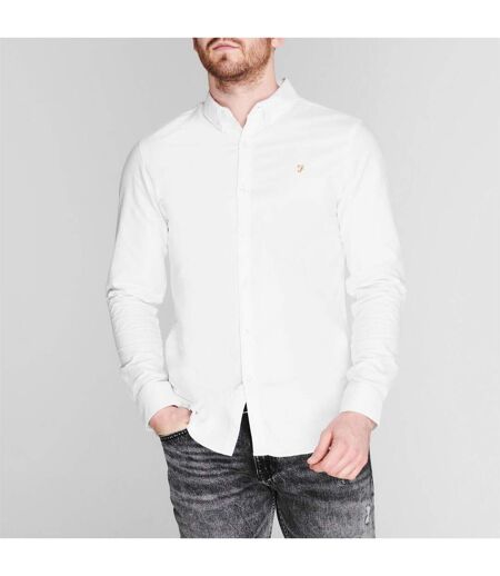Chemise À Boutons Manches Longues Motif/style Rétro Homme Blanc Farah