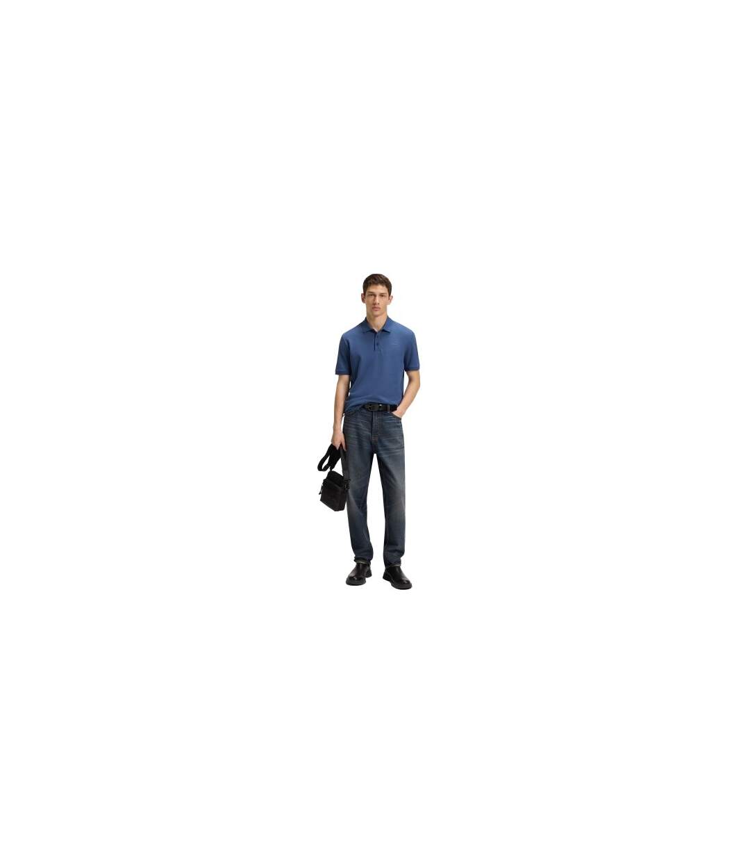 Mens Donos Cotton Polo Shirt Medium Blue Hugo-1