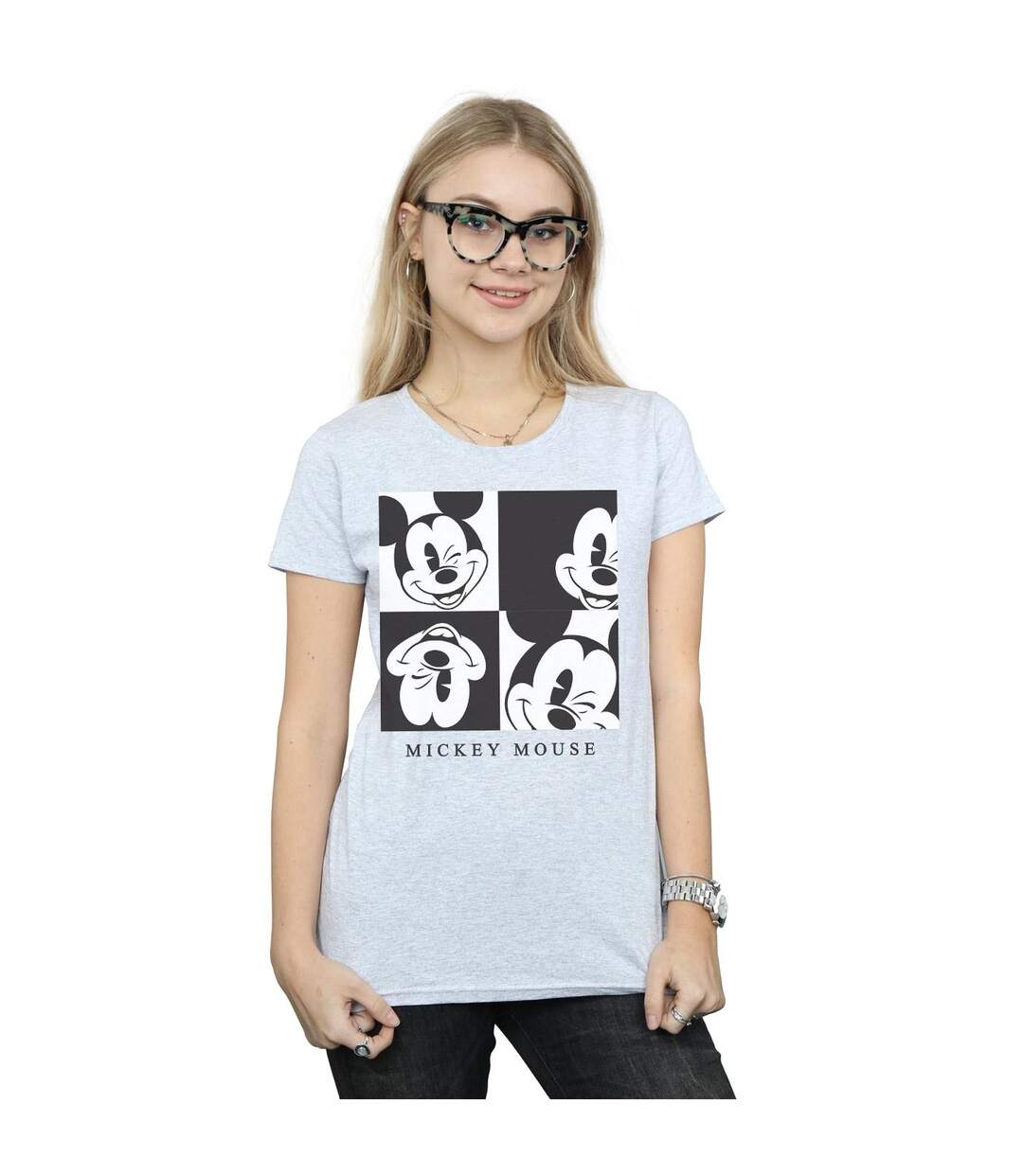 Disney T-shirt en coton avec clin d'œil à Mickey Mouse - Femmes/Ladies (Gris sportif) - UTBI31217-2