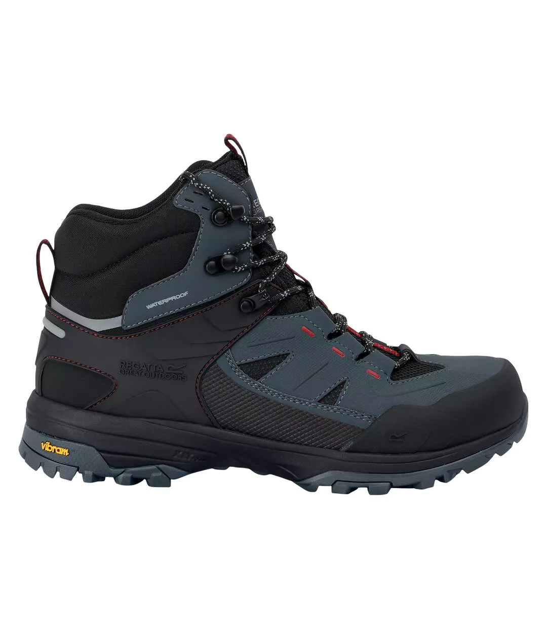 Chaussures De Marche Regen Homme Gris Foncé Rouge Regatta-4