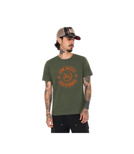 T-shirt col rond en coton homme avec Logo Log8 Kaki Vondutch