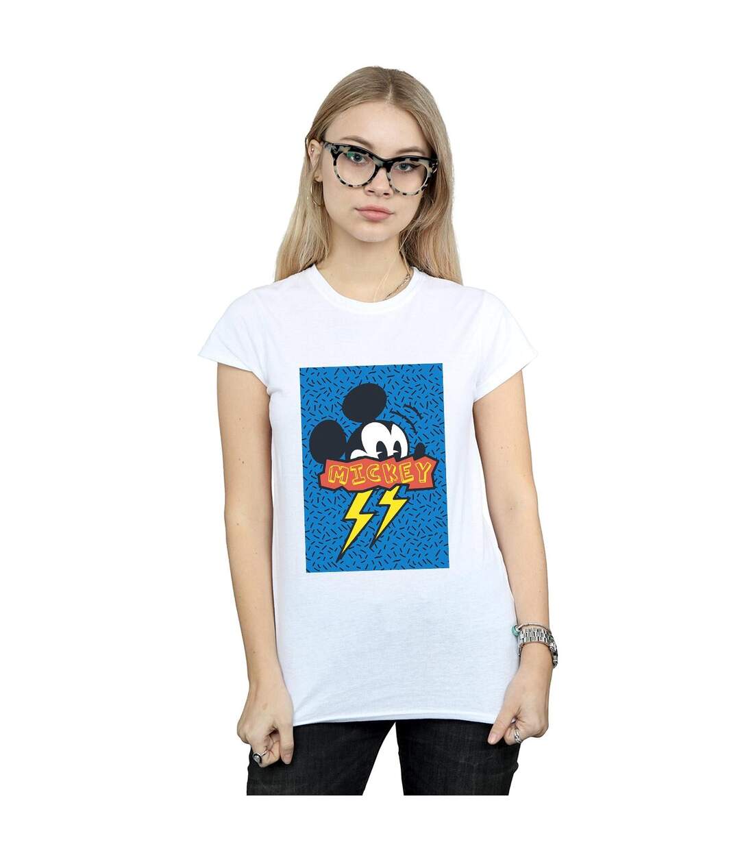 Disney T-shirt en coton Mickey Mouse 90s Flash - Femmes/Dames (Blanc) - UTBI32079-2