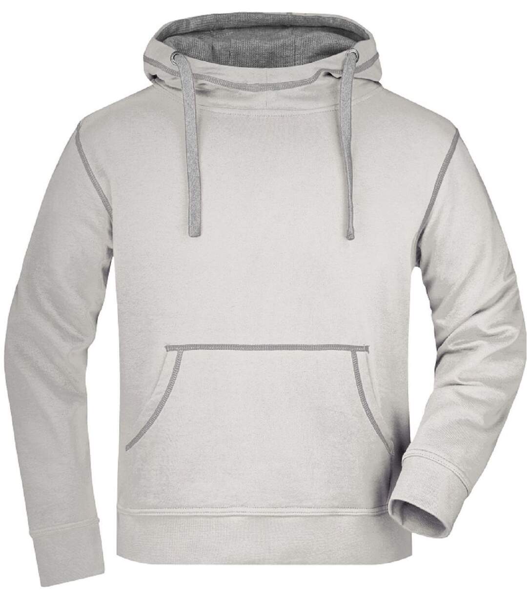 Sweat shirt à capuche homme - JN961 - blanc cassé et gris