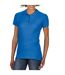 Womens/ladies double piqué polo shirt royal blue Gildan