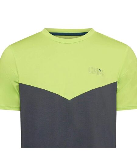 Mens Flynn Colour Block T-shirt Lime Charcoal OEX